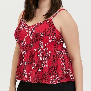 Torrid Fuchsia Peplum Leopard Cami Size M/L